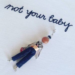 Gisel handmade doll necklace, urban jumpsuit